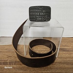 Vintage Discontinued Boss Orange Brown Italian Leather Belt, Size 90-34